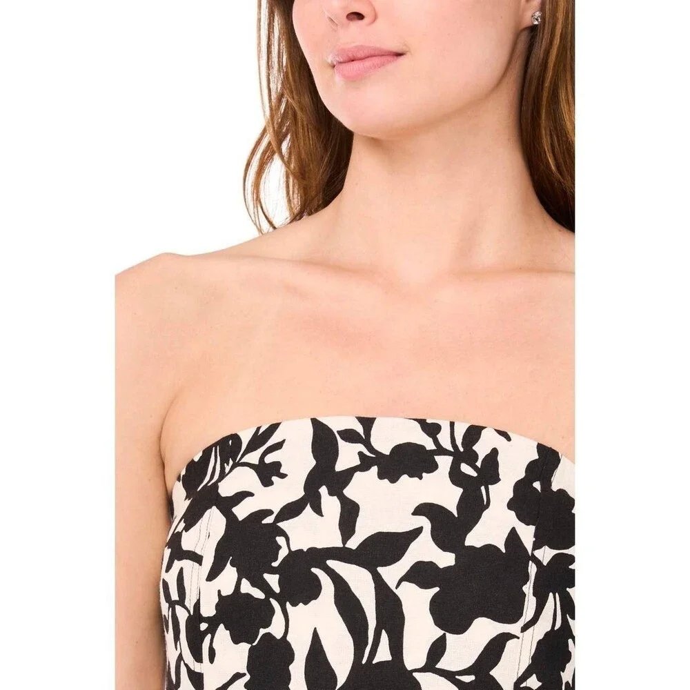 MSK Strapless Smocked Floral Wide‑Leg Jumpsuit Black XL NWT $119 - Picture 4 of 10